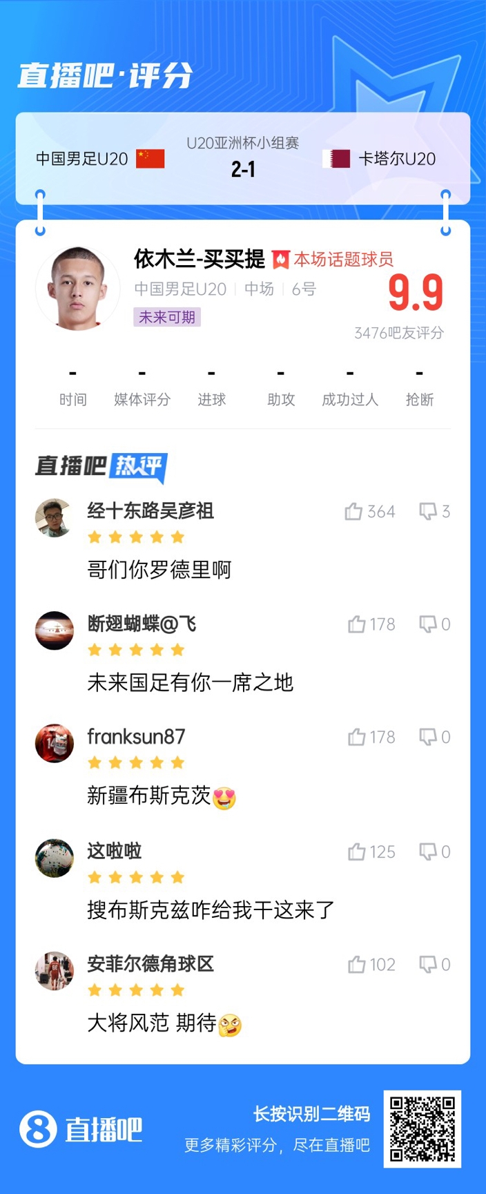  依木蘭+陳澤仕泰山中場連線！19歲依木蘭獲封：新疆布斯克茨！