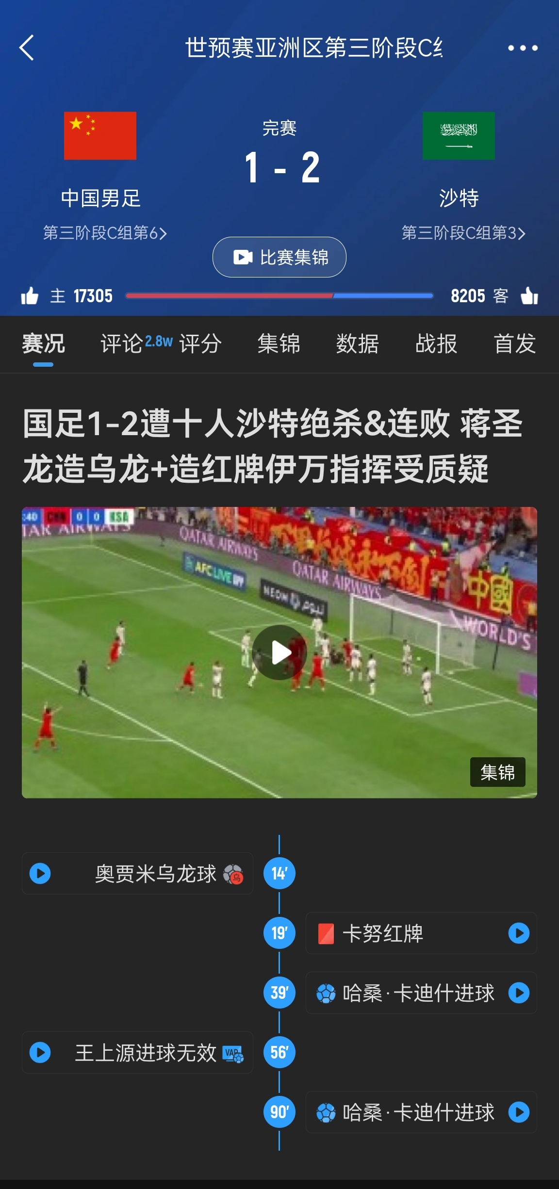  今天什么劇本？首戰(zhàn)沙特也是半場紅牌+蔣光太傷退，最后國足被翻