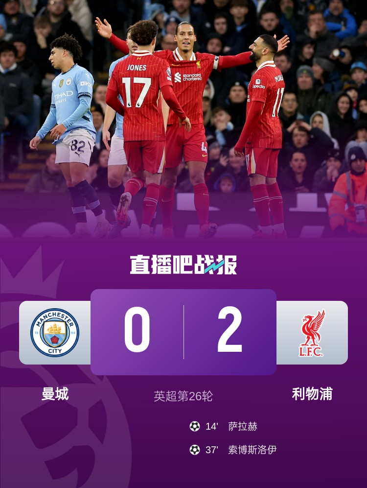  瓜式曼城第二次主場(chǎng)不敵利物浦，上次是在2017/18賽季歐冠淘汰賽